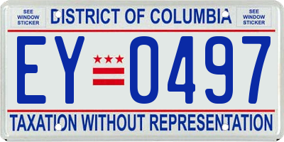 DC license plate EY0497