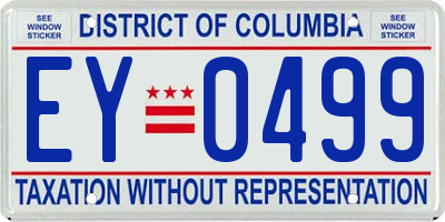 DC license plate EY0499