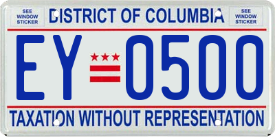 DC license plate EY0500