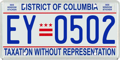 DC license plate EY0502