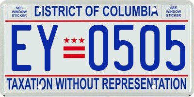 DC license plate EY0505