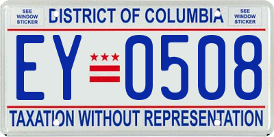 DC license plate EY0508