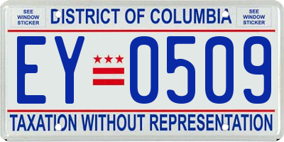 DC license plate EY0509