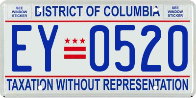 DC license plate EY0520