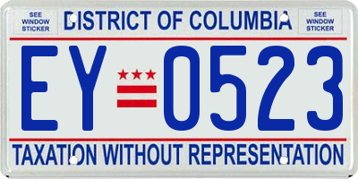 DC license plate EY0523