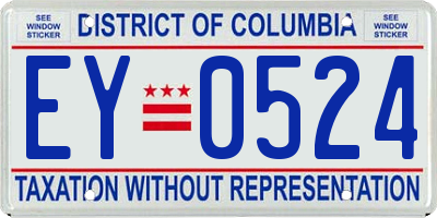 DC license plate EY0524
