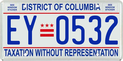 DC license plate EY0532