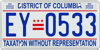 DC license plate EY0533