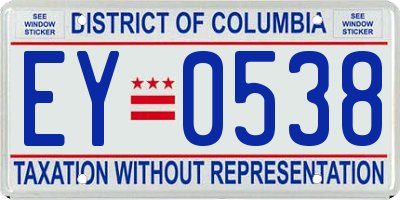 DC license plate EY0538