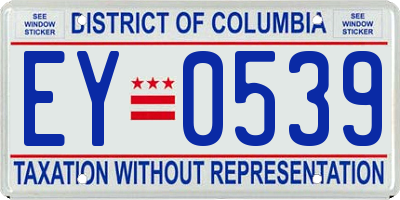 DC license plate EY0539