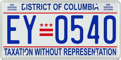 DC license plate EY0540