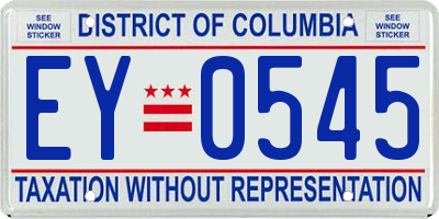 DC license plate EY0545