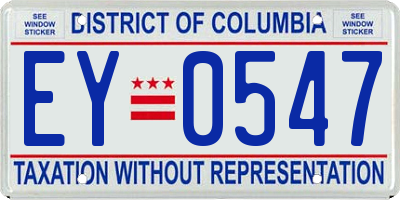 DC license plate EY0547