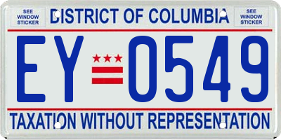 DC license plate EY0549