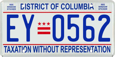 DC license plate EY0562