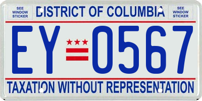 DC license plate EY0567