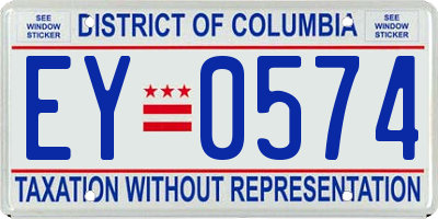 DC license plate EY0574