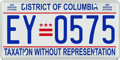 DC license plate EY0575