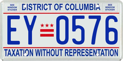 DC license plate EY0576