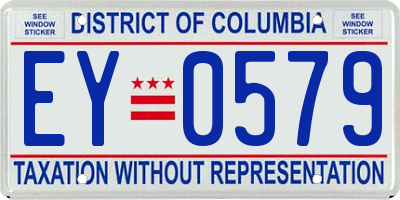 DC license plate EY0579