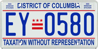 DC license plate EY0580