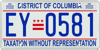 DC license plate EY0581