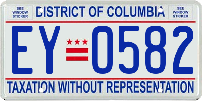 DC license plate EY0582