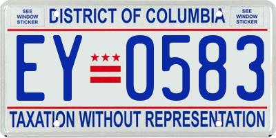 DC license plate EY0583