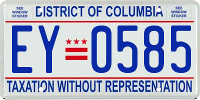 DC license plate EY0585