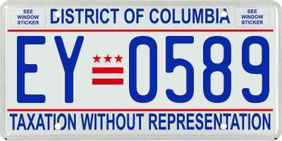 DC license plate EY0589