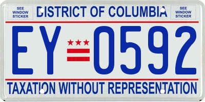 DC license plate EY0592