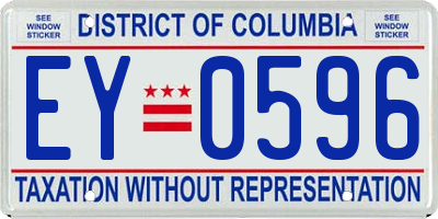 DC license plate EY0596