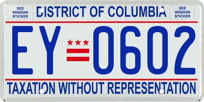 DC license plate EY0602