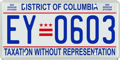 DC license plate EY0603