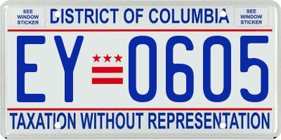 DC license plate EY0605