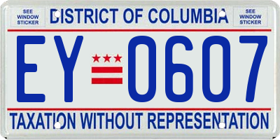 DC license plate EY0607