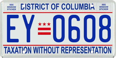 DC license plate EY0608