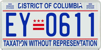 DC license plate EY0611