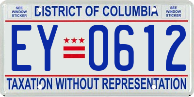 DC license plate EY0612