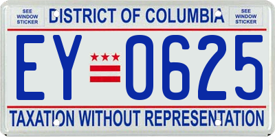 DC license plate EY0625