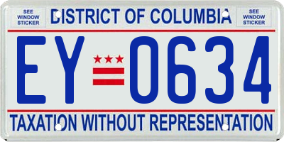 DC license plate EY0634