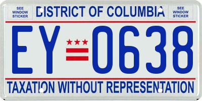 DC license plate EY0638