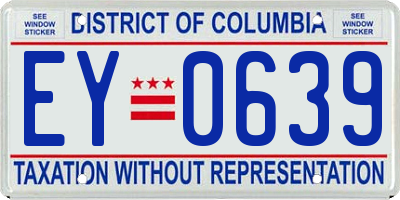 DC license plate EY0639