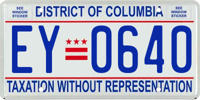 DC license plate EY0640