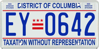DC license plate EY0642