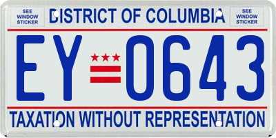 DC license plate EY0643