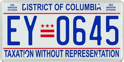 DC license plate EY0645