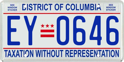 DC license plate EY0646