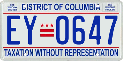 DC license plate EY0647