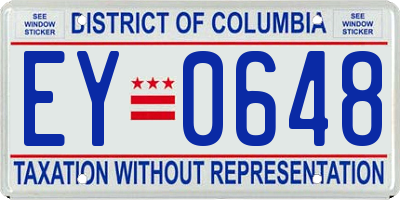 DC license plate EY0648